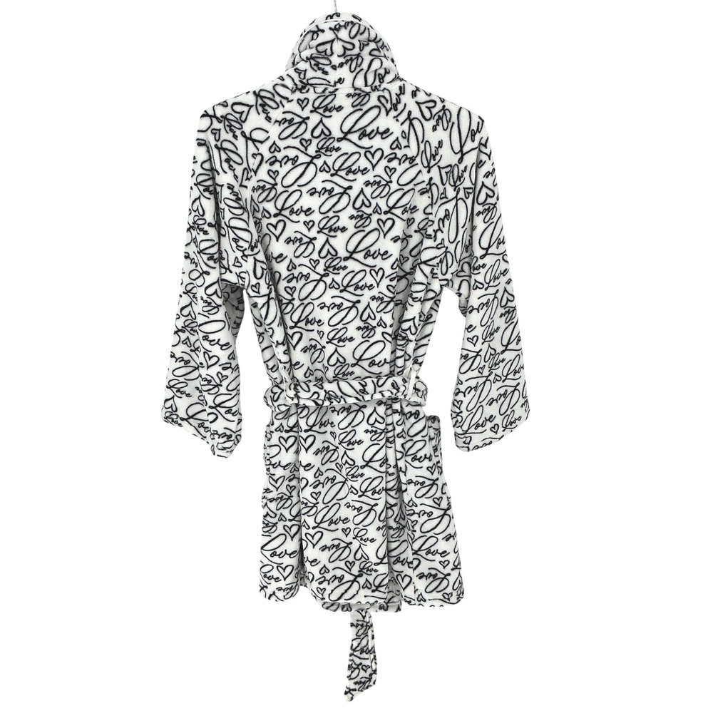 Victoria's Secret Plush Oversized Robe LOVE Script Womens Black White Medium Y2K - Picture 4 of 8
